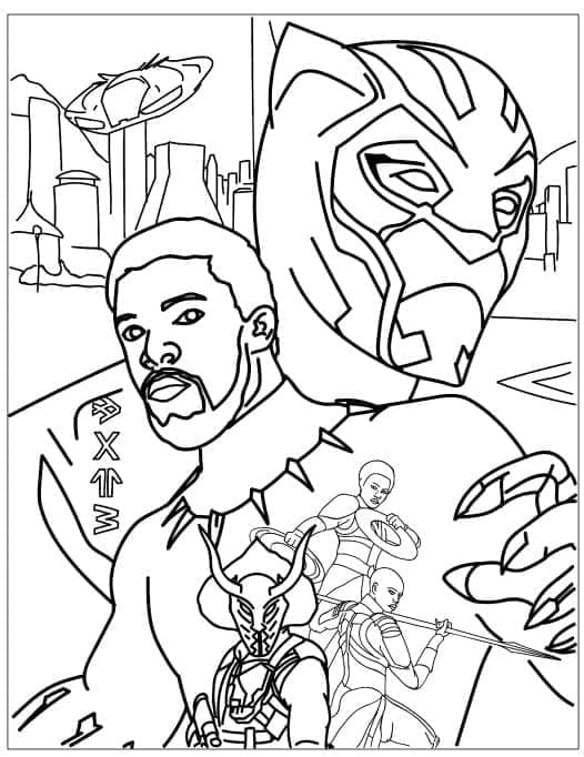 Desenho de Pantera Negra T’Challa para colorir