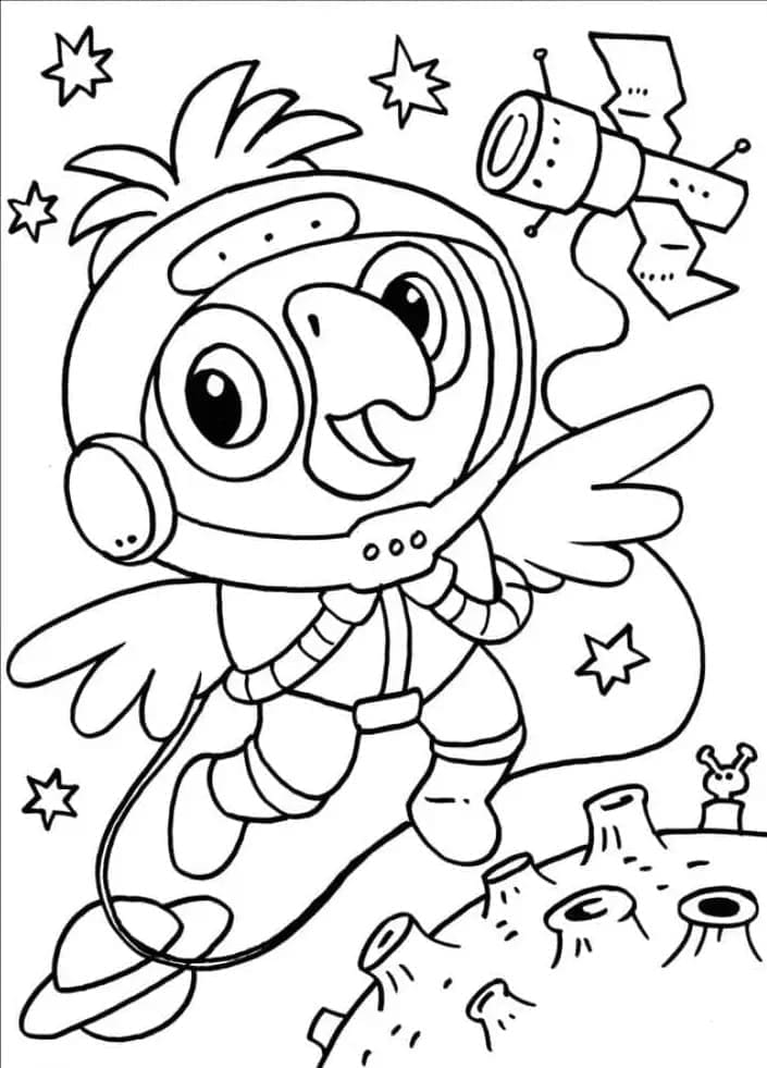 Desenho dePapagaio Astronauta para colorir