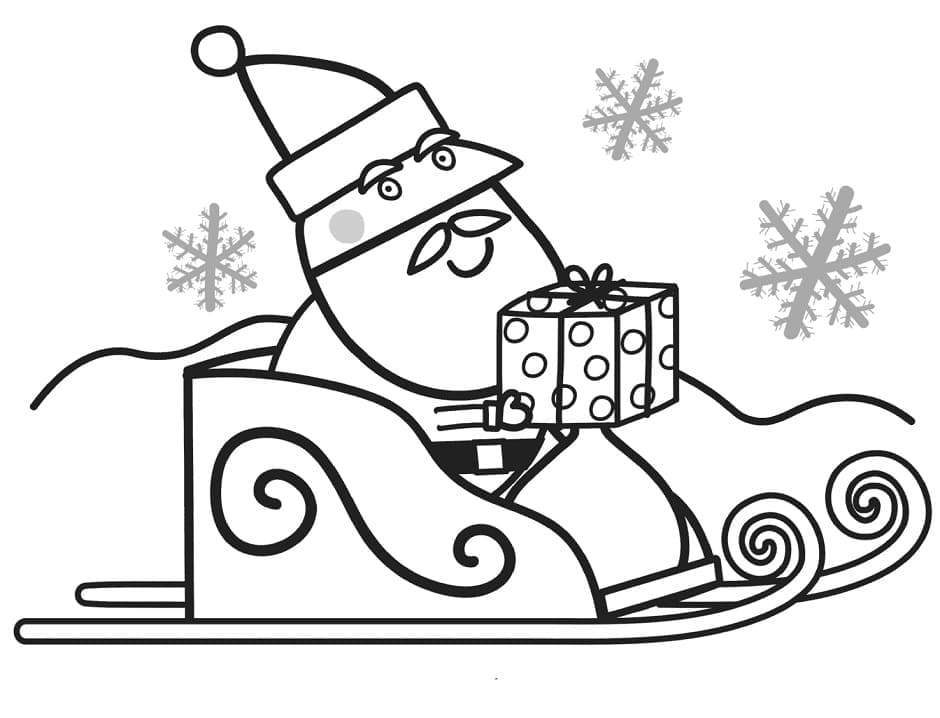 Desenho dePapai Noel de Peppa Pig para colorir