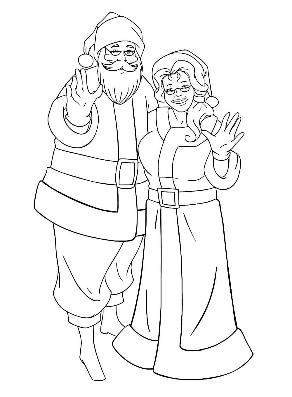 Desenho dePapai Noel e Mamãe Noel para colorir