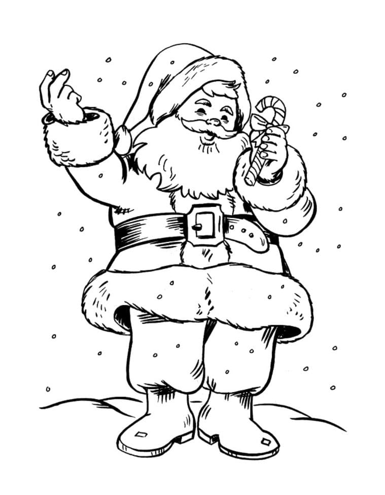 Desenho dePapai Noel no Inverno para colorir