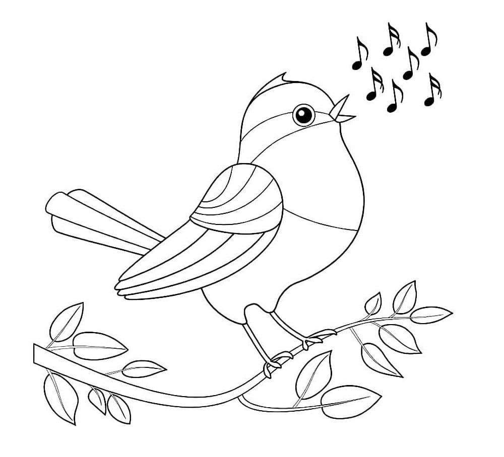 Desenho dePassarinho Cantando para colorir