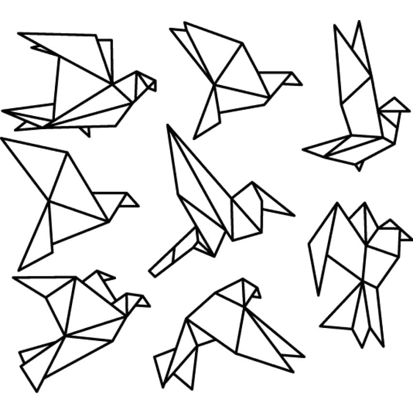 Desenho dePássaros De Origami para colorir