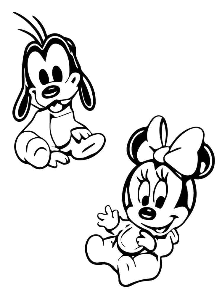 Desenho dePateta e Minnie Bebê Disney para colorir