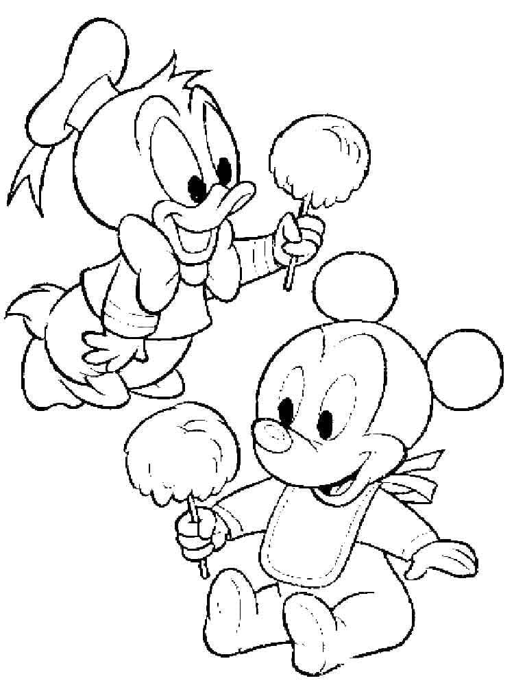 Desenho dePato Donald e Mickey Bebê Disney para colorir