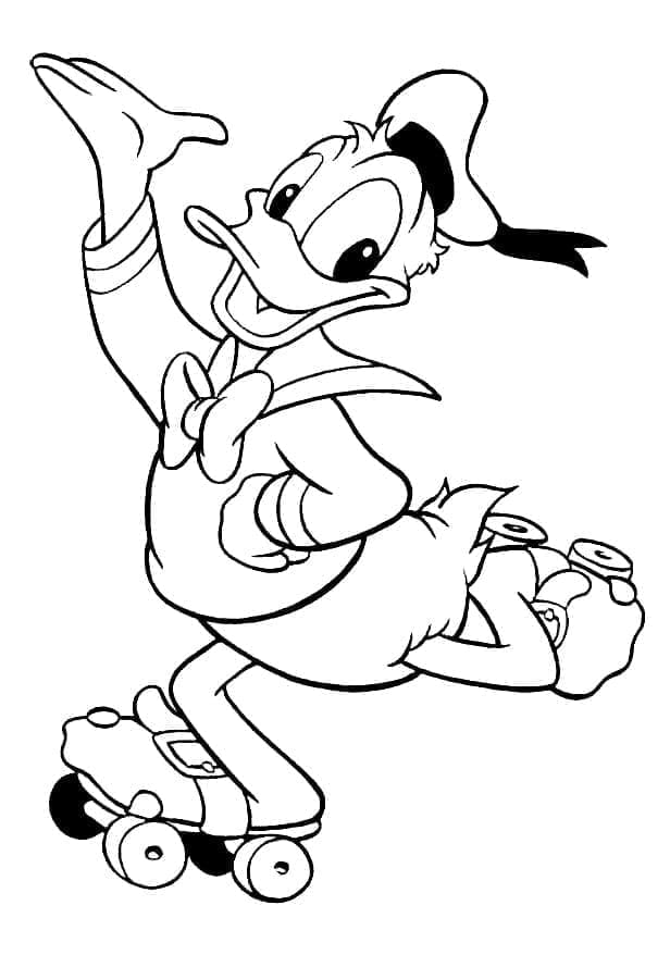 Desenho dePato Donald em Patins para colorir