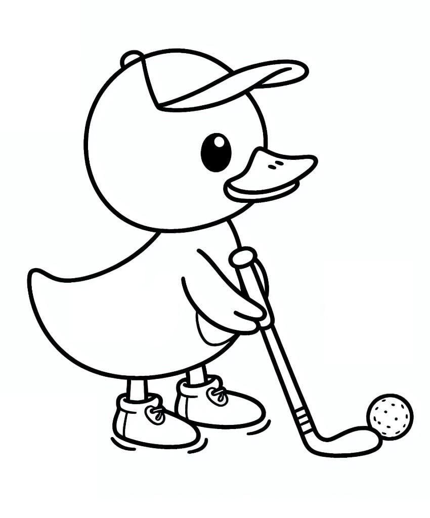 Desenho de Pato Joga Golfe para colorir