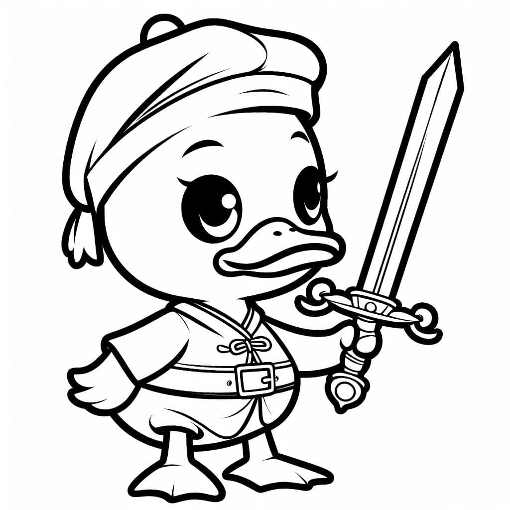 Desenho dePato e Espada para colorir