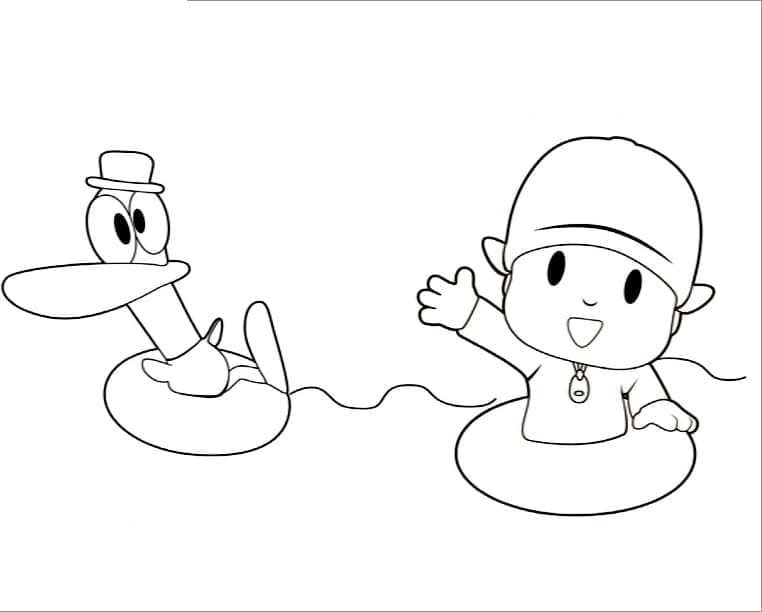 Desenho dePato e Pocoyo para colorir