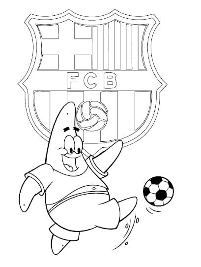 Desenho dePatrick Estrela e Escudo do Barcelona para colorir