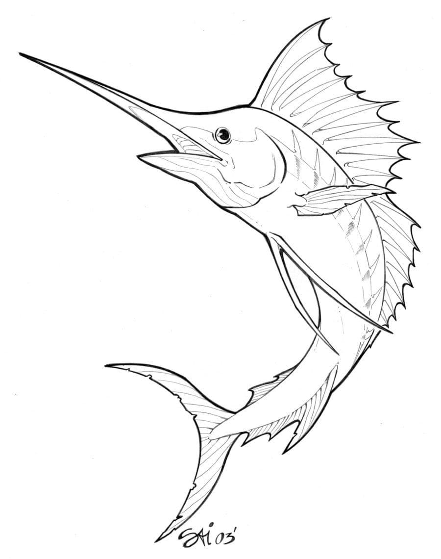 Desenho dePeixe Marlin Imprimível Para Crianças para colorir