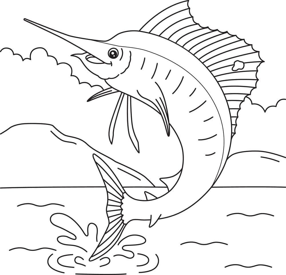 Desenho dePeixe Marlin de Desenho Animado para colorir