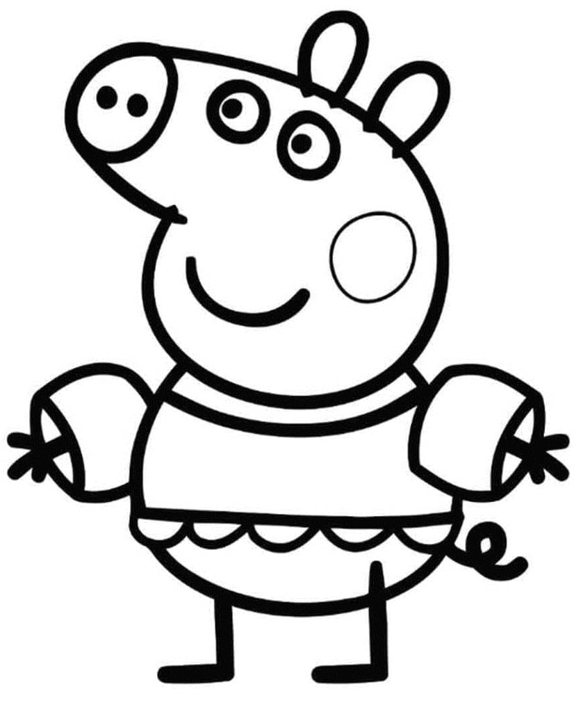 Desenho de Peppa Pig vai Nadar para colorir