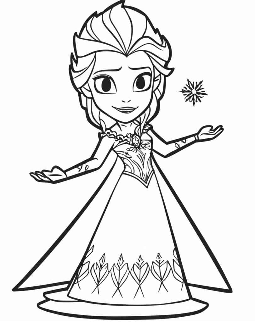 Desenho dePequena Elsa para colorir