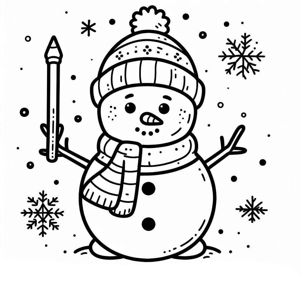 Desenho dePequeno Boneco De Neve para colorir