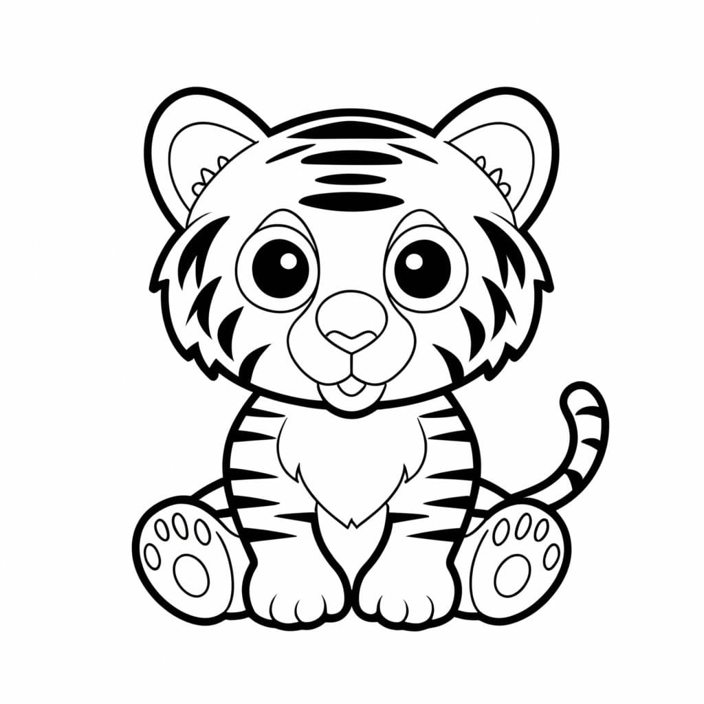 Desenho dePequeno Filhote de Tigre para colorir