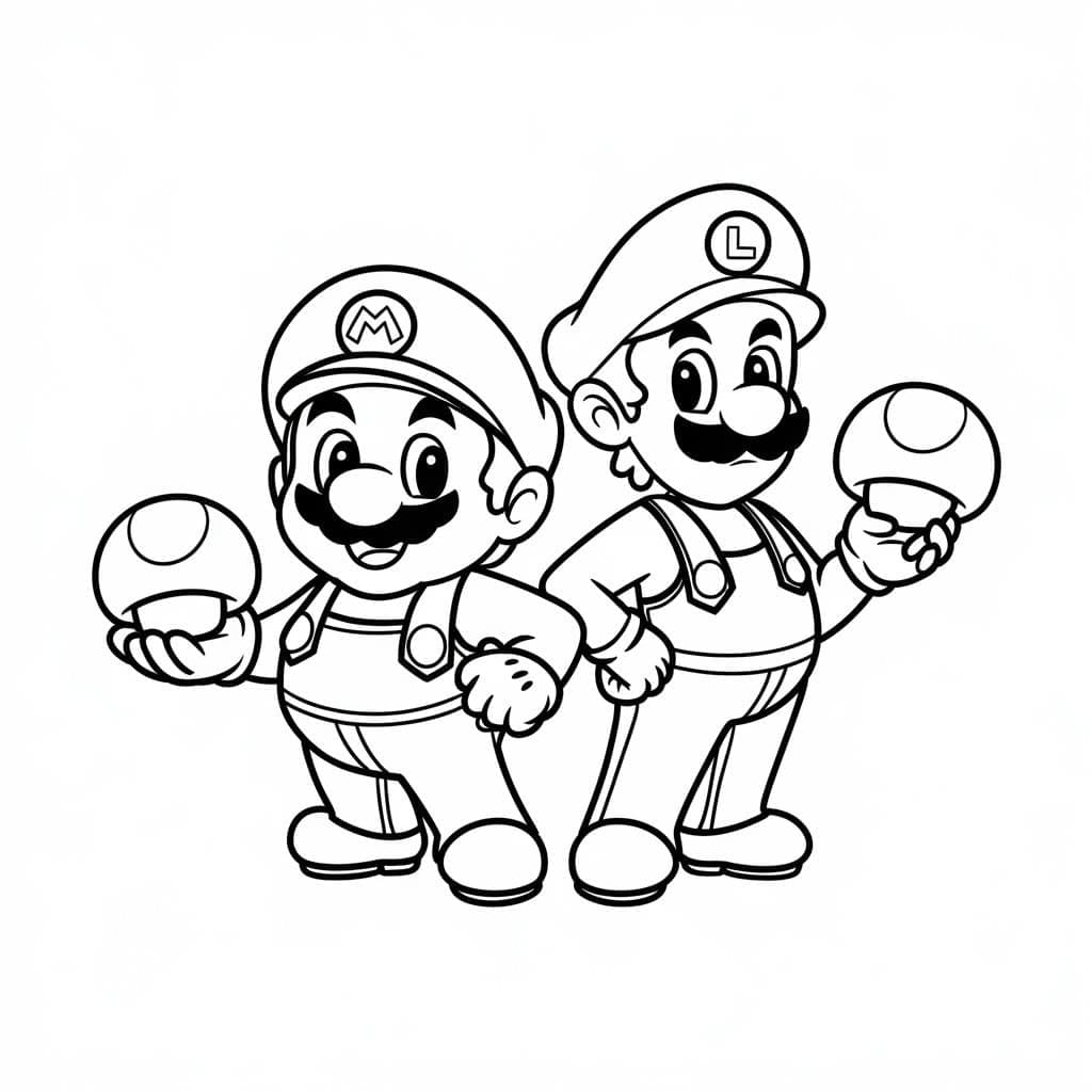 Desenho dePequeno Mario e Luigi para colorir