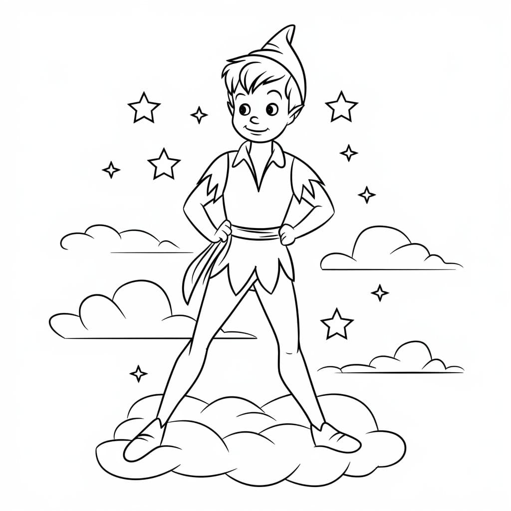 Desenho dePequeno Peter Pan E Estrela para colorir