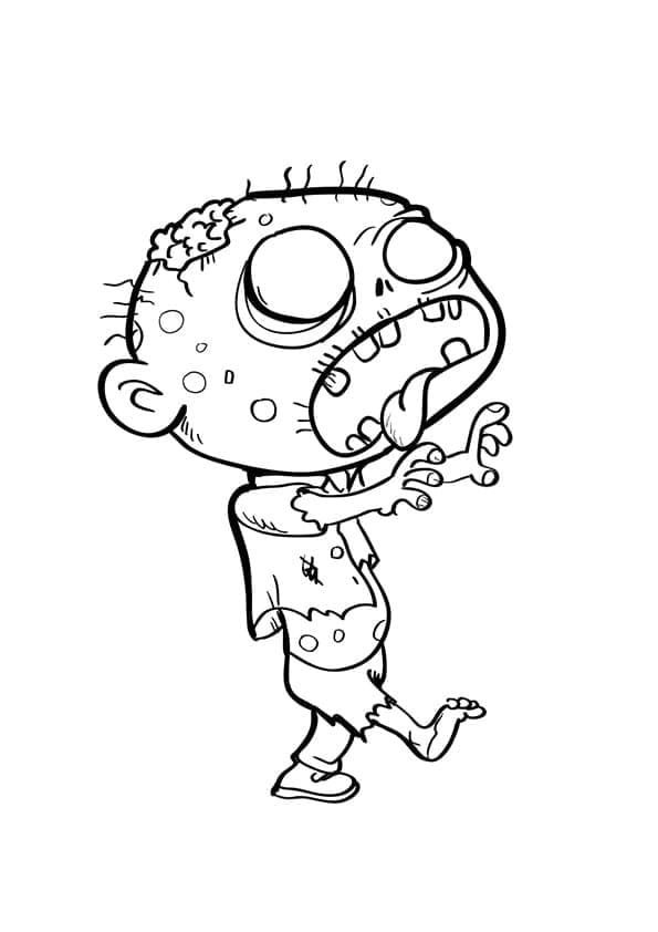 Desenho dePequeno zumbi para colorir