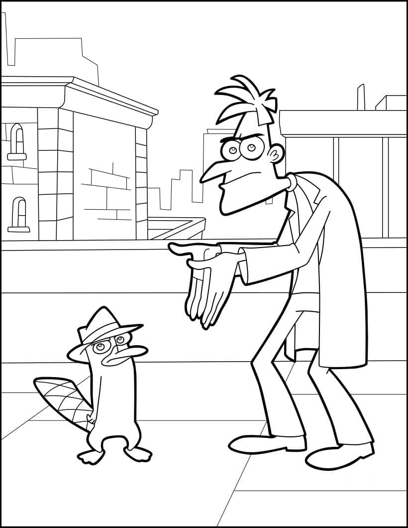 Desenho dePerry e Dr. Heinz Doofenshmirtz para colorir