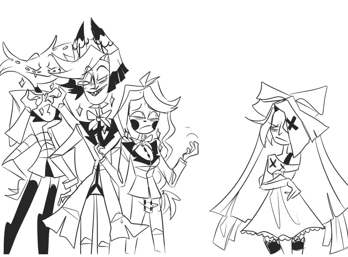 Desenho dePersonagens Hazbin Hotel para colorir