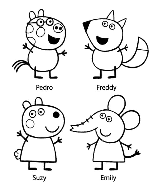 Desenho de Personagens de Peppa Pig para colorir