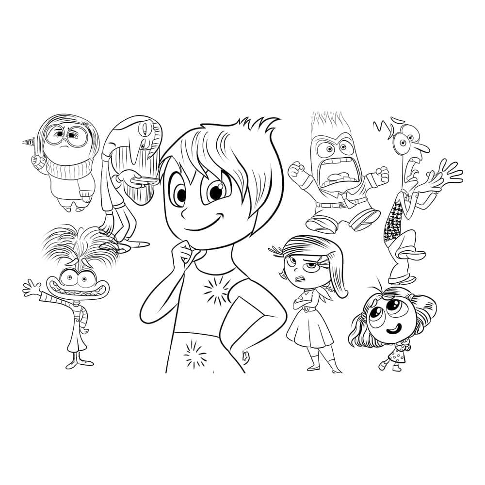 Desenho dePersonagens de Pixar Divertida Mente 2 para colorir