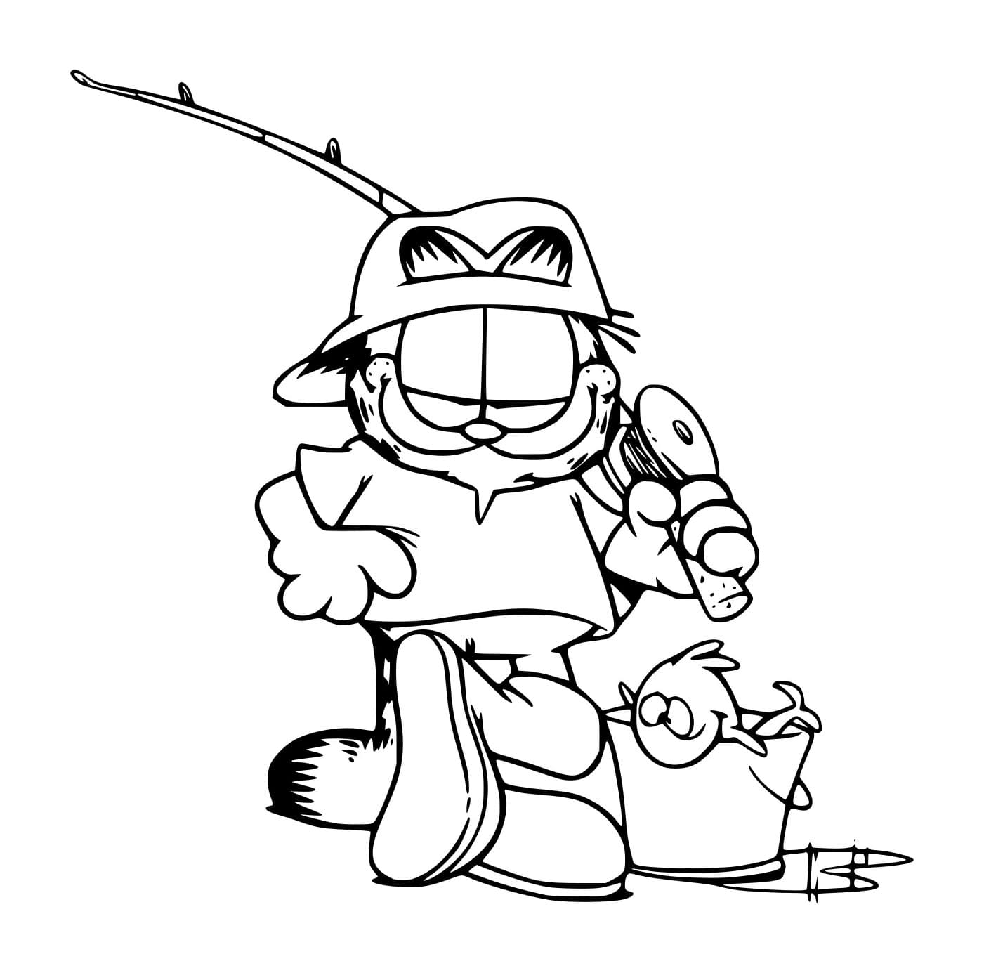 Desenho de Pesca Garfield para colorir