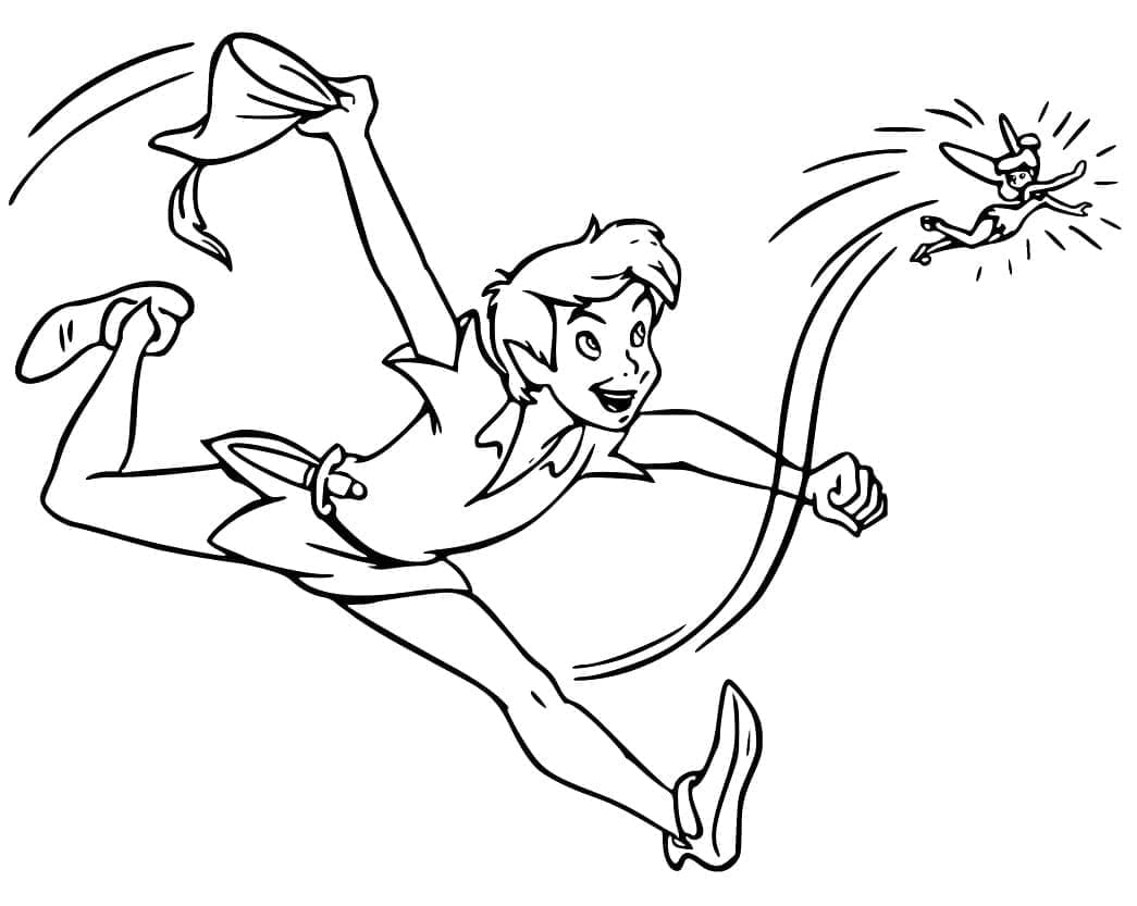 Desenho de Peter Pan E Tinker Bell para colorir