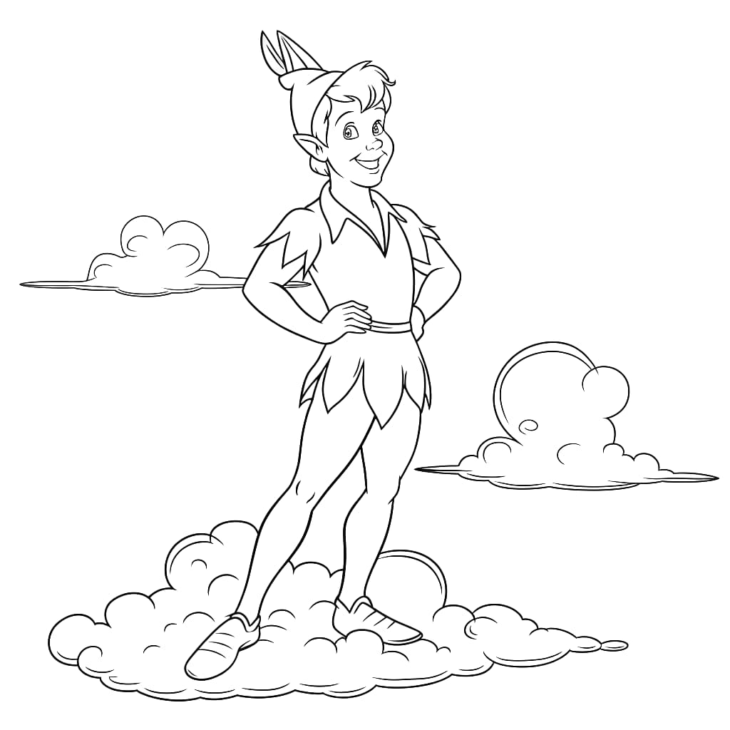 Desenho de Peter Pan Na Nuvem para colorir