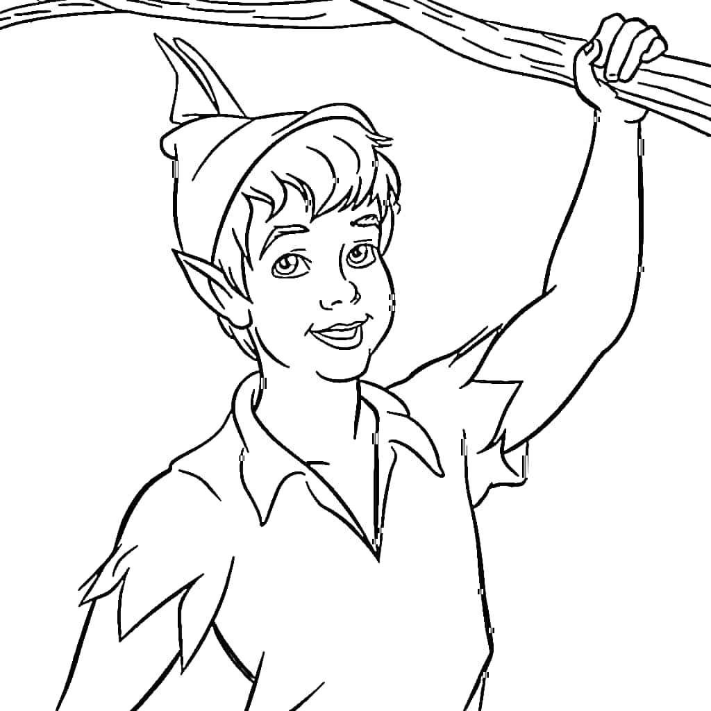 Desenho de Peter Pan Segura Galho para colorir