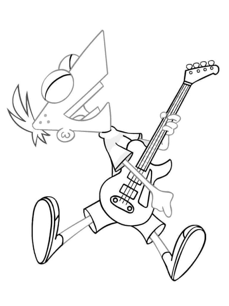 Desenho dePhineas Tocando Guitarra para colorir