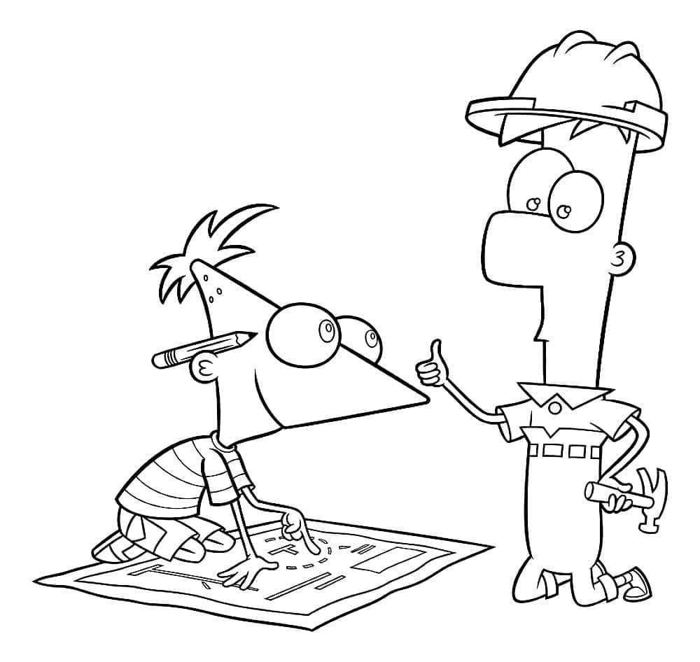 Desenho dePhineas com Ferb para colorir