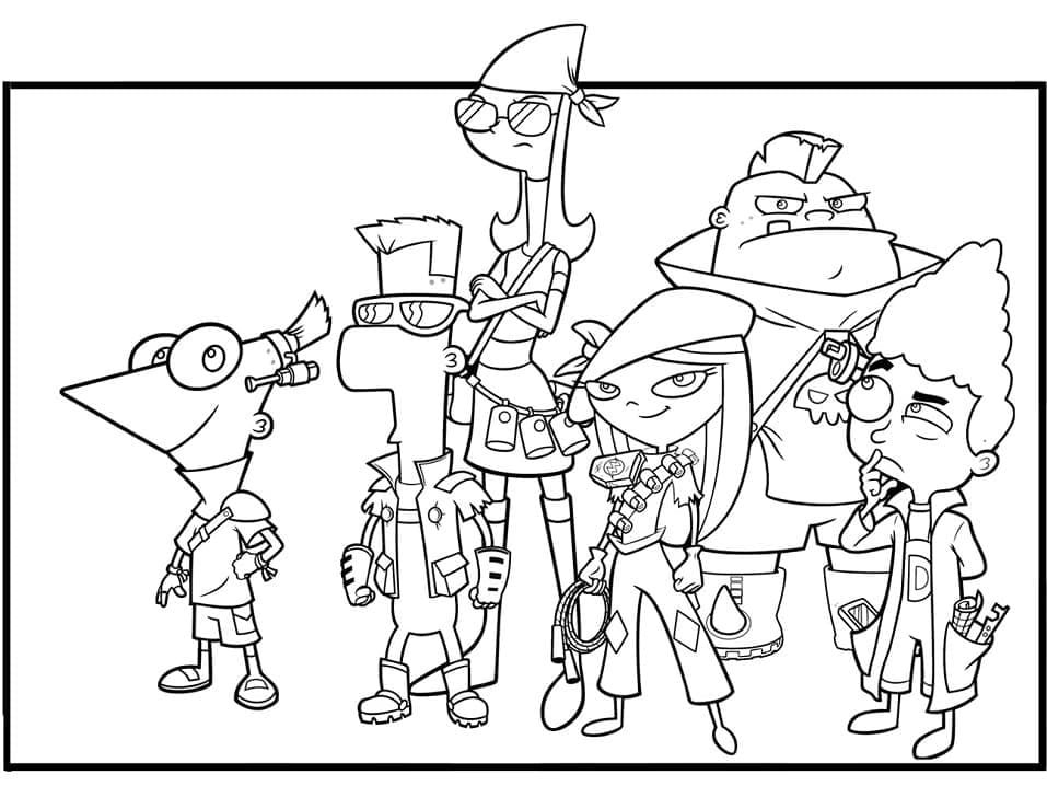 Desenho dePhineas e Ferb Incríveis para colorir