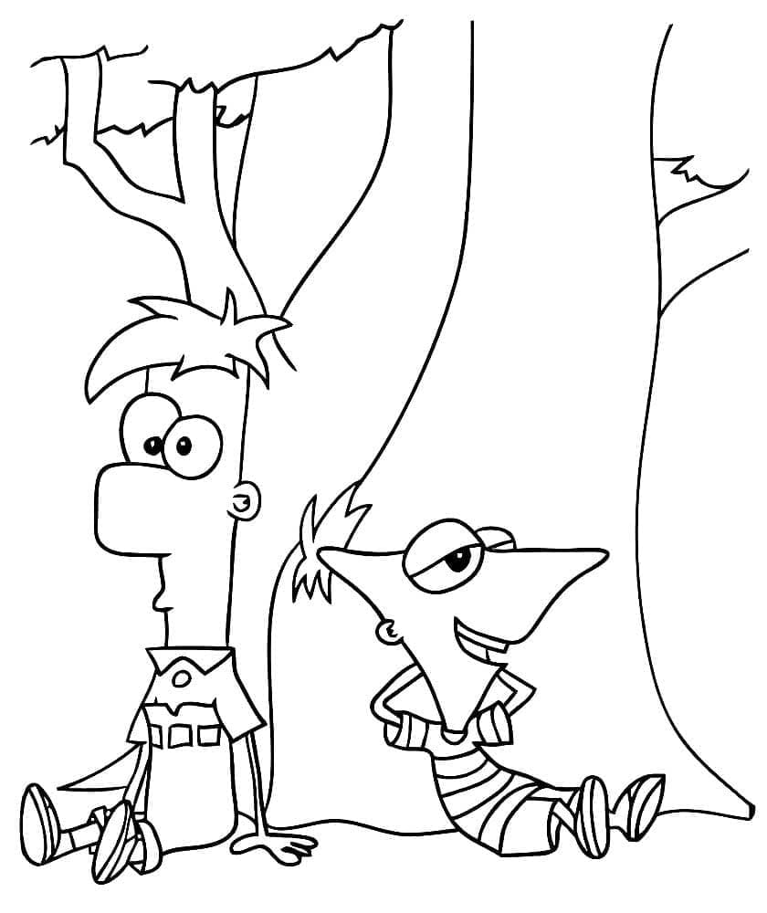 Desenho dePhineas e Ferb Relaxando para colorir