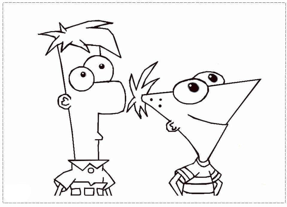 Desenho dePhineas e Ferb Sorridentes para colorir