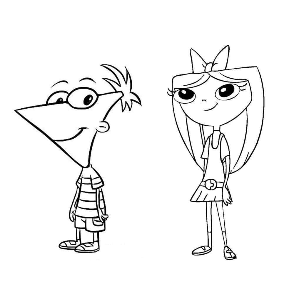 Desenho dePhineas e Isabella para colorir