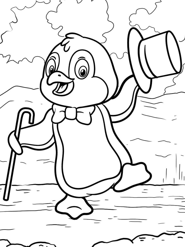 Desenho de Pinguim Alegre para colorir