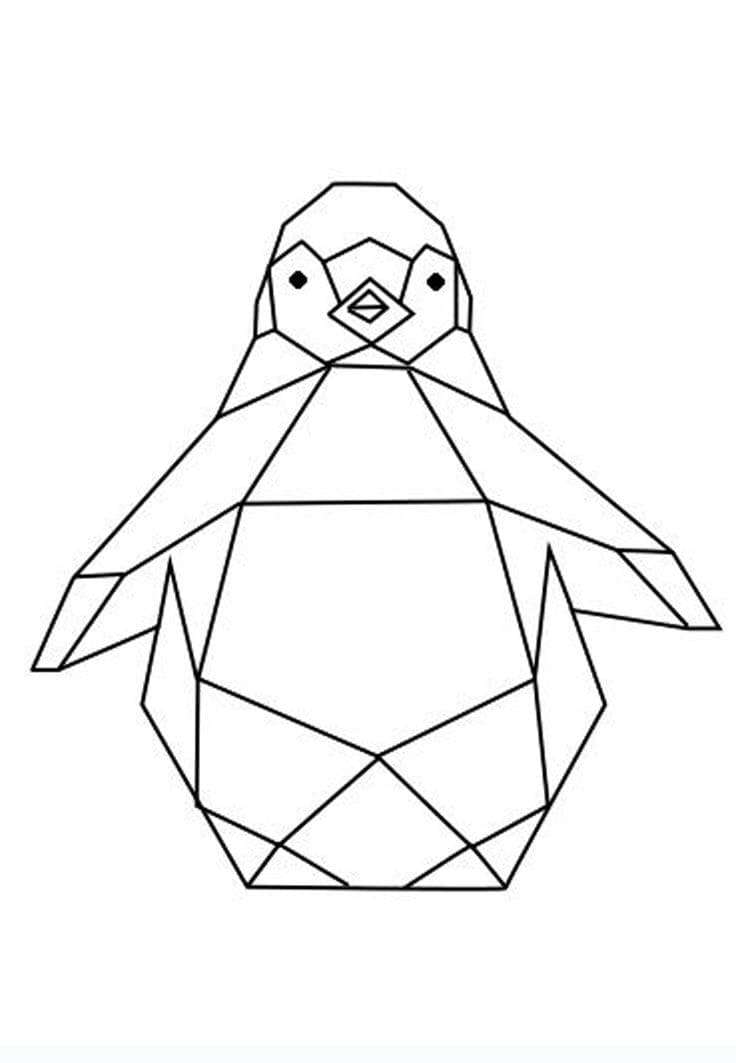 Desenho dePinguim De Origami para colorir