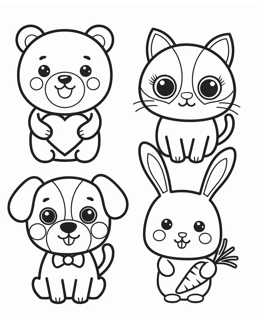 Desenho dePintura de Animais Kawaii para colorir