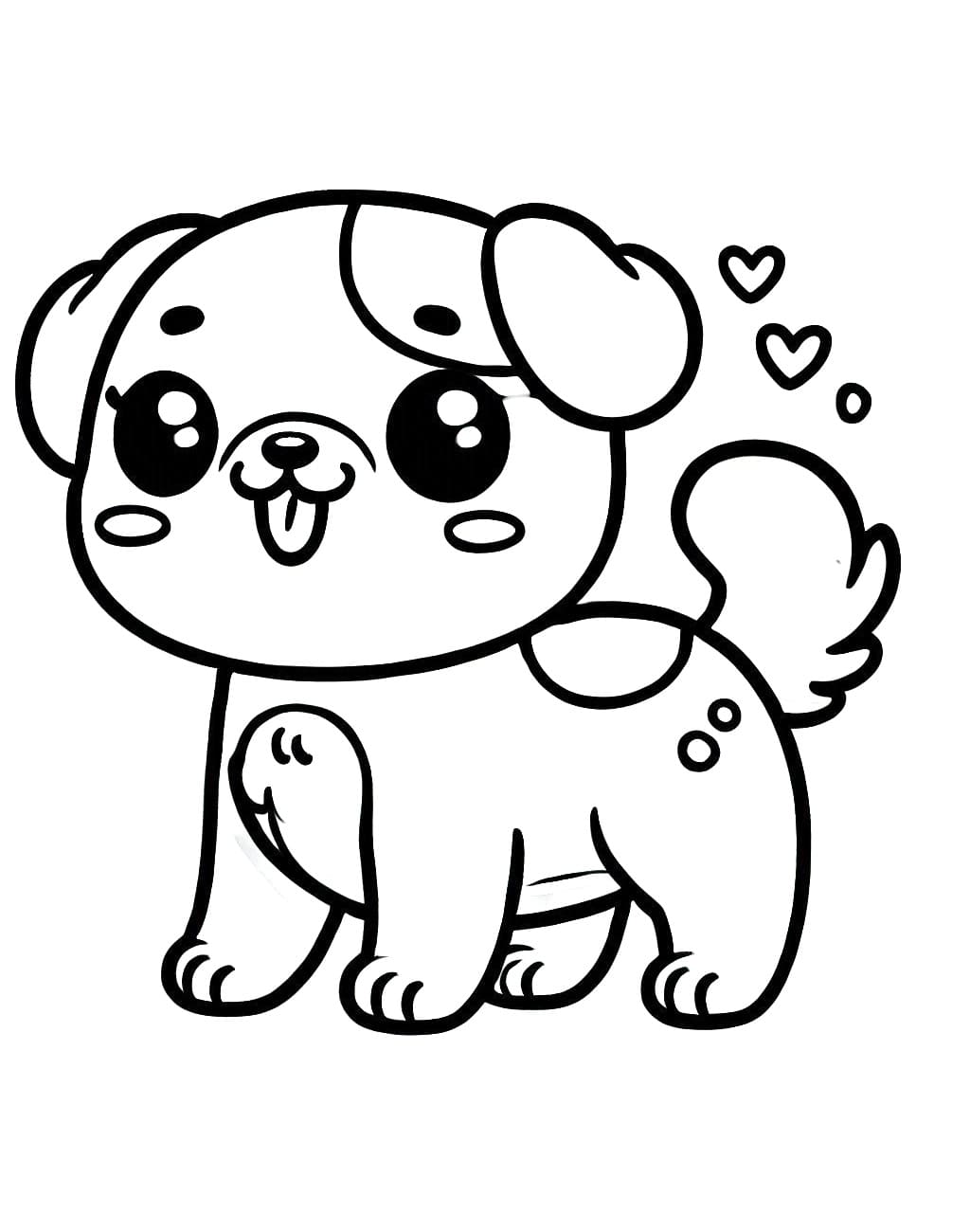 Desenho dePintura de Cachorro Kawaii para colorir