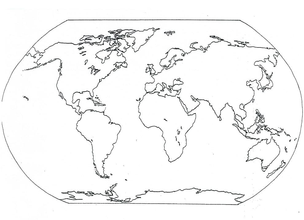 Desenho dePintura de Mapa Mundi para colorir