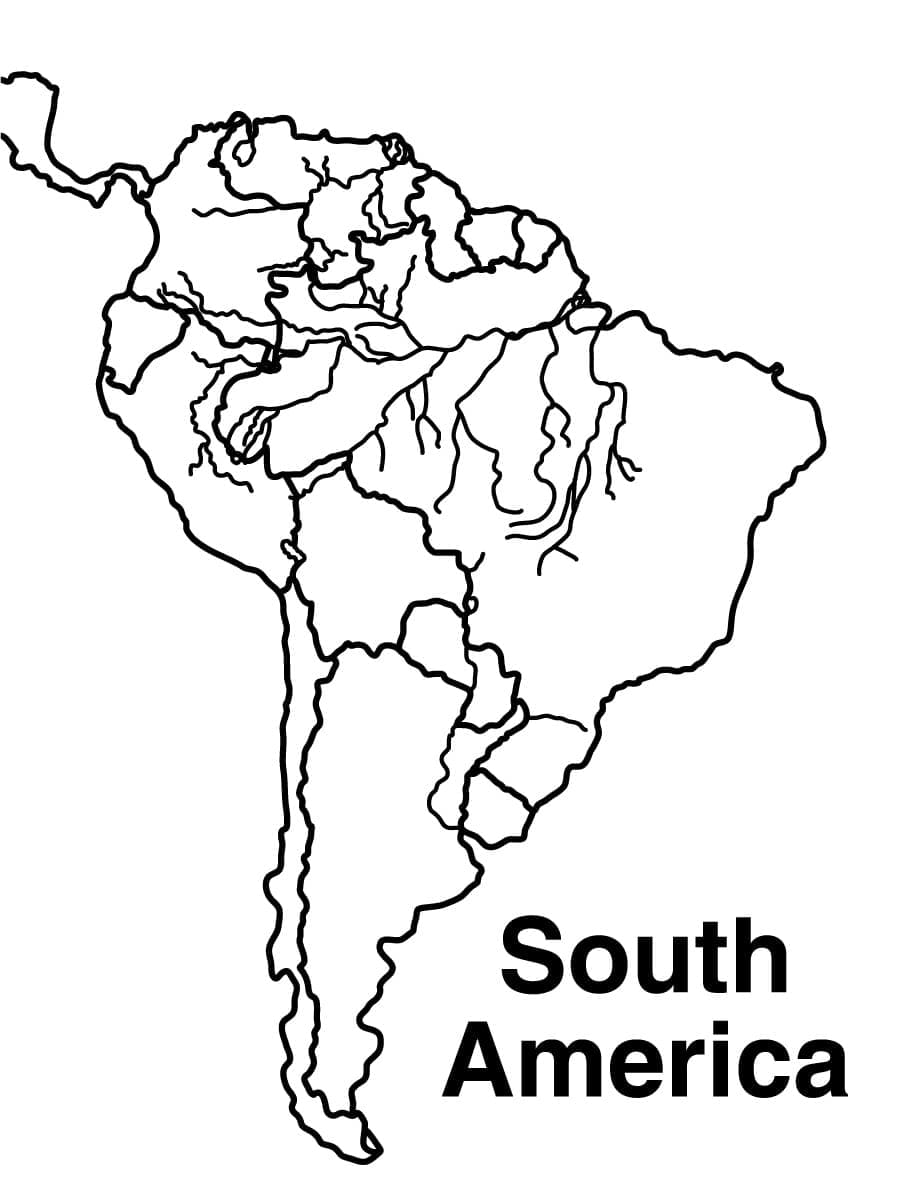 Desenho dePintura de Mapa da América do Sul para colorir