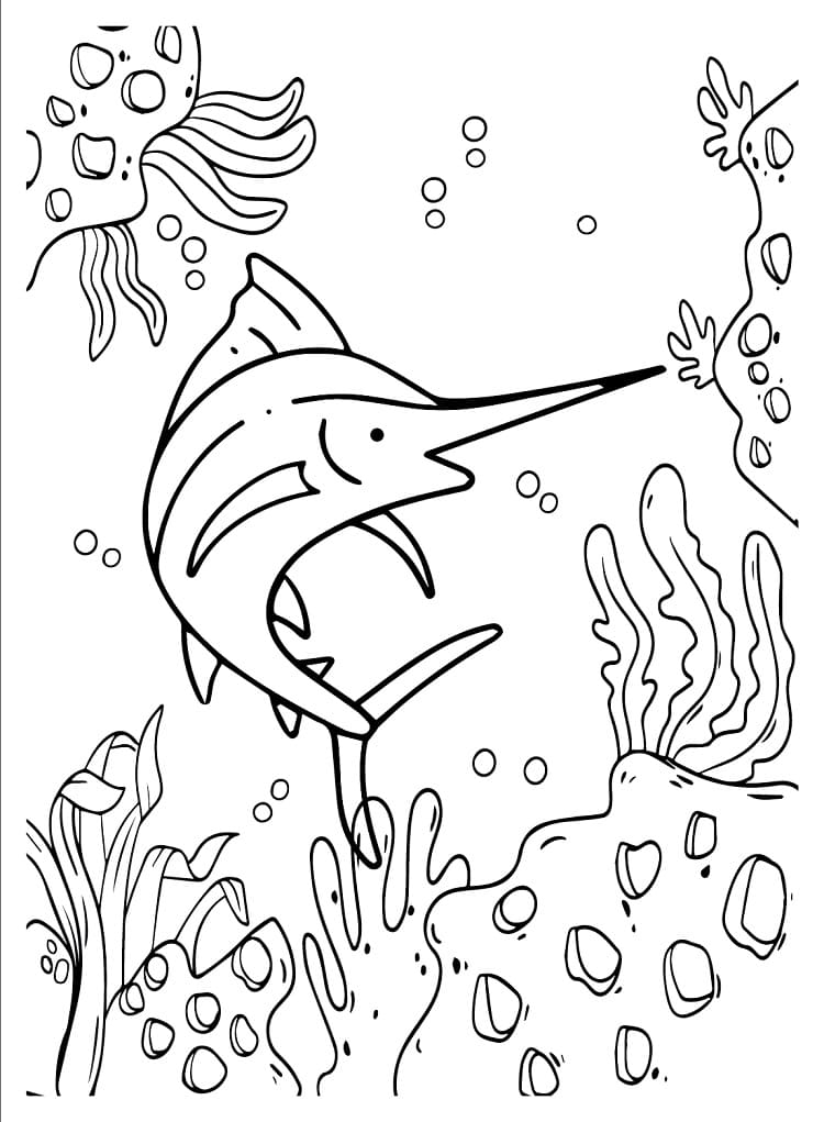 Desenho dePintura de Peixe Marlin para colorir