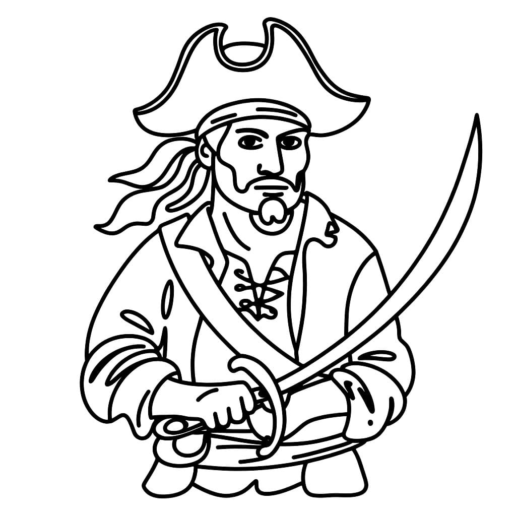 Desenho de Pirata E Espada Longa para colorir