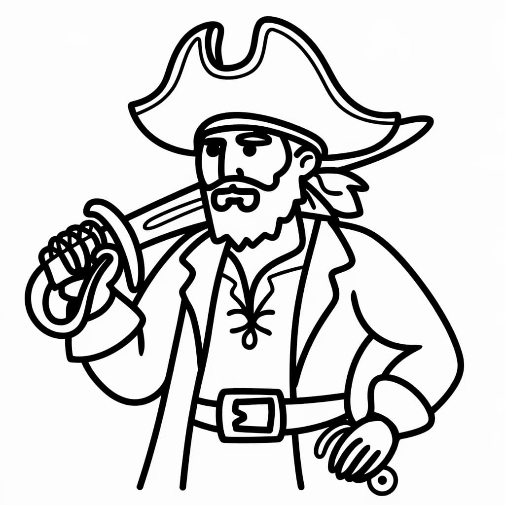 Desenho de Pirata E Espada para colorir