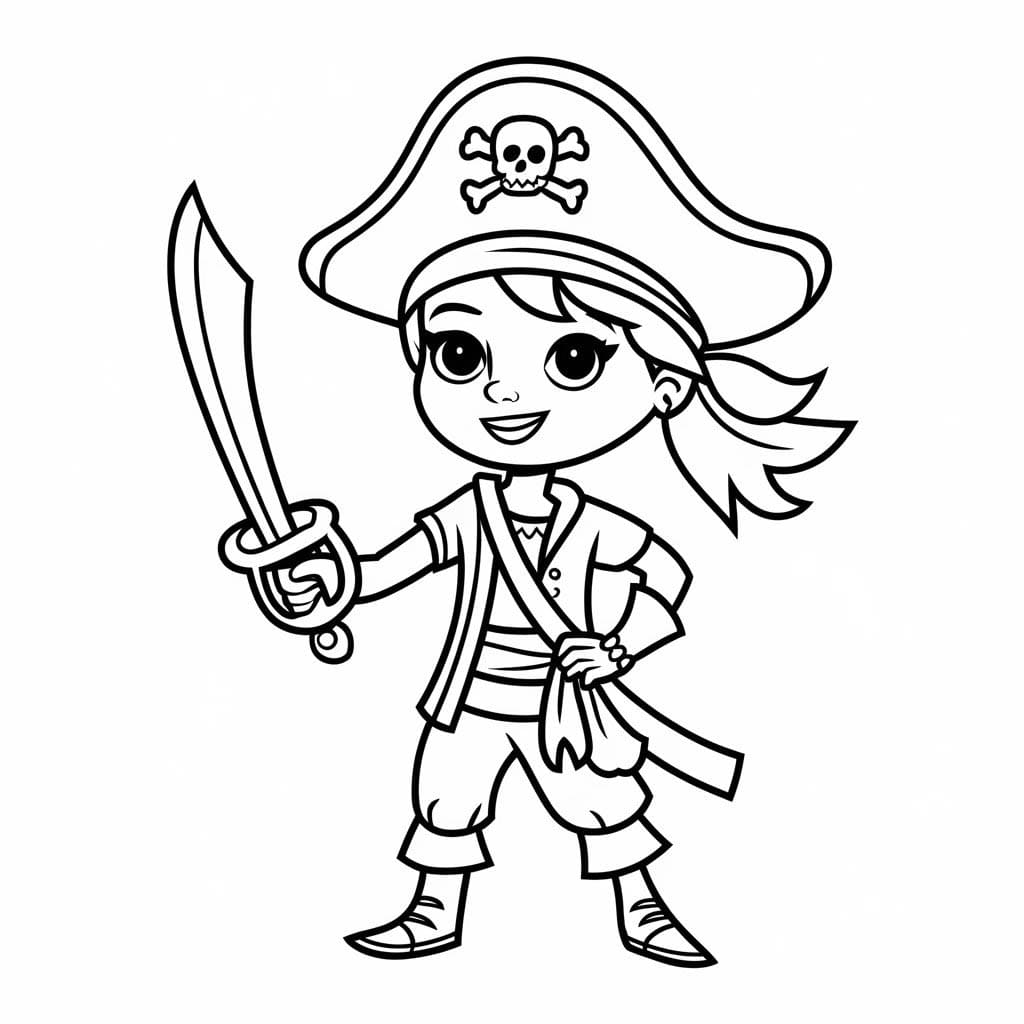 Desenho de Pirata Feminina para colorir