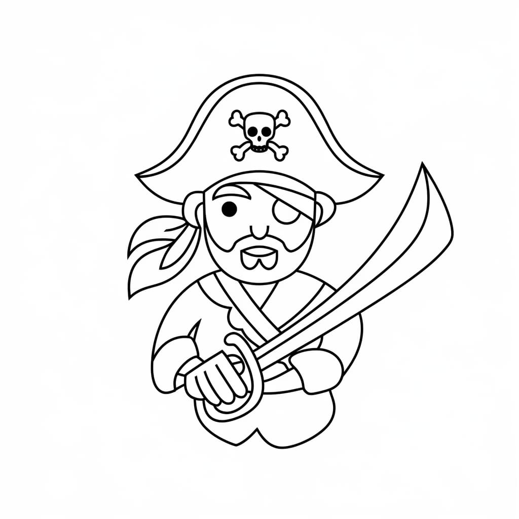 Desenho de Pirata Segurando Espada para colorir