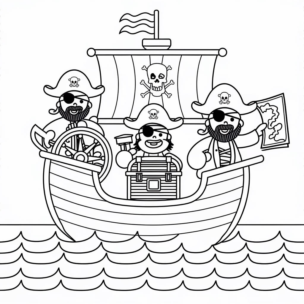 Desenho de Pirata Vai Em Busca De Tesouro para colorir