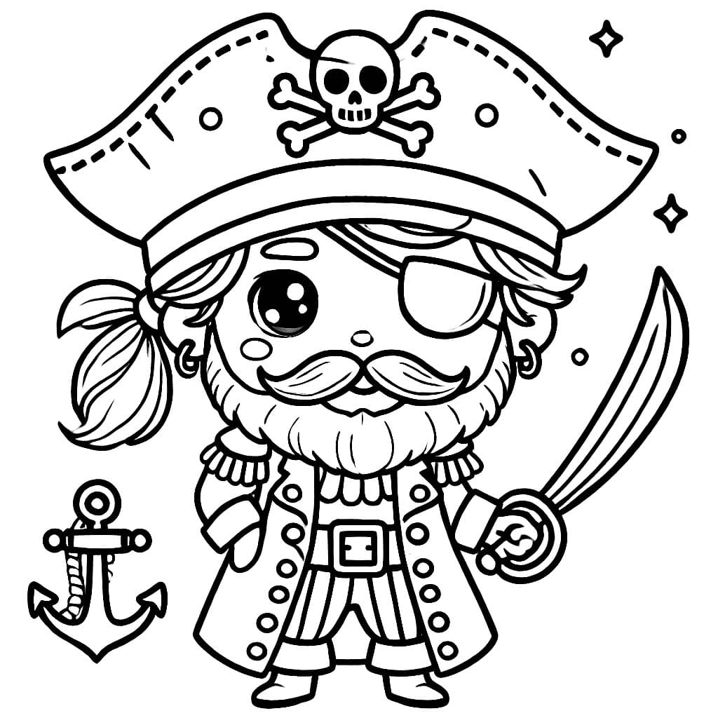 Desenho de Pirata Velho E Fofo para colorir